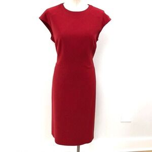 Lafayette 148 Sheath Dress Womens 12 Red Knee Length Proessional Teacher Career